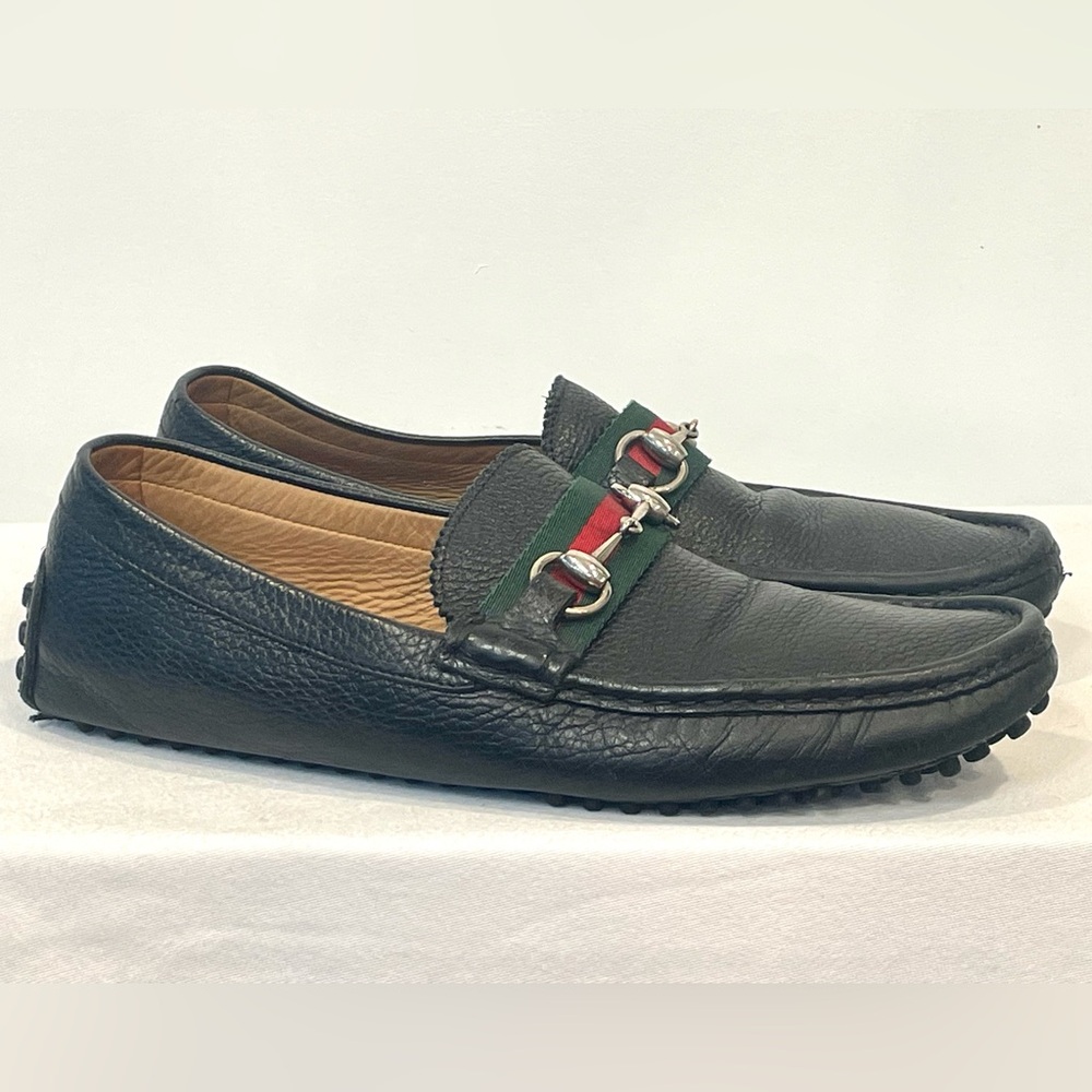 Gucci Leather Drivers, web& horsebit accents, black, silver, M8/W10, EUC - Picture 4 of 15